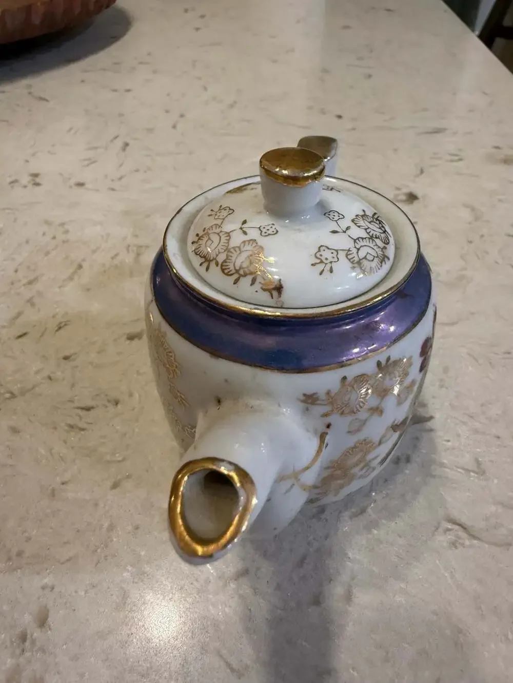 Vintage Price Import Japan Miniature Teapot Floral Lusterware With Gold Trim